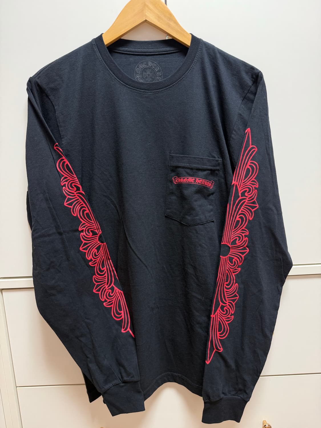 크롬하츠 스크롤로고 블랙 긴팔티셔츠 새상품 M 상품이미지3