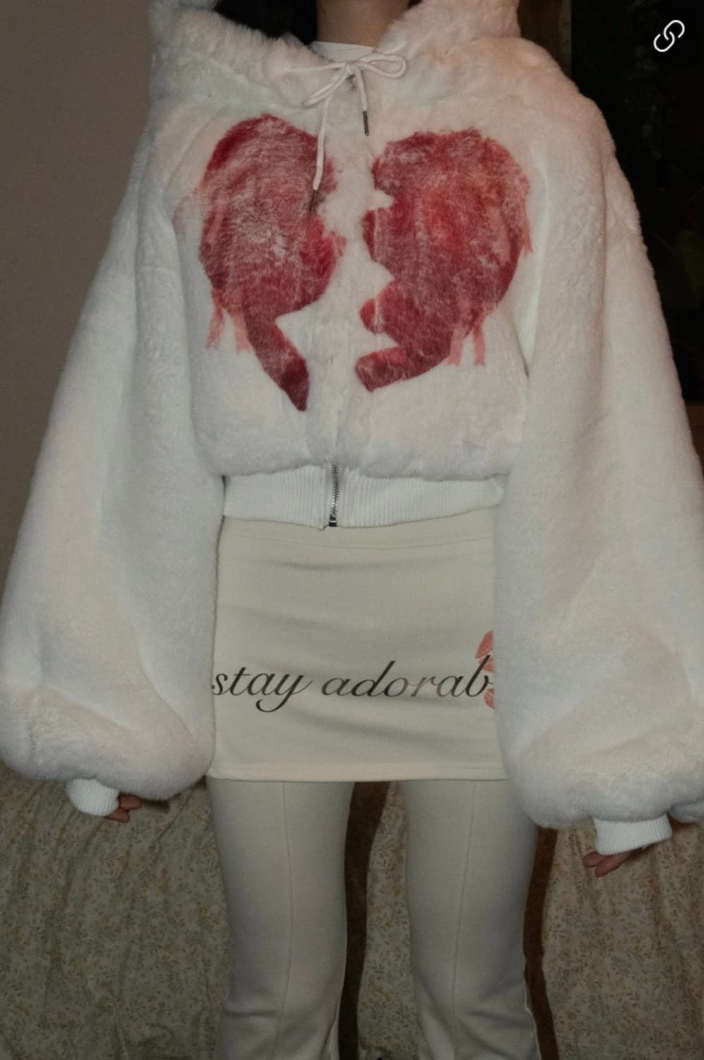 KATER broken heart fluffy hooded jacket 상품이미지2