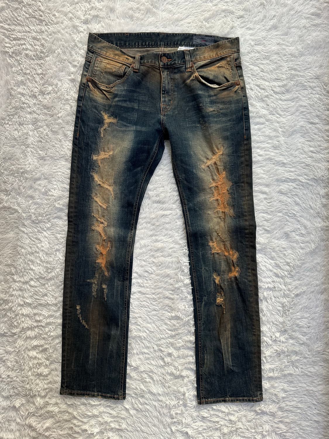 버커루 워싱 디스트로이드 데님 청바지 34 상품이미지3