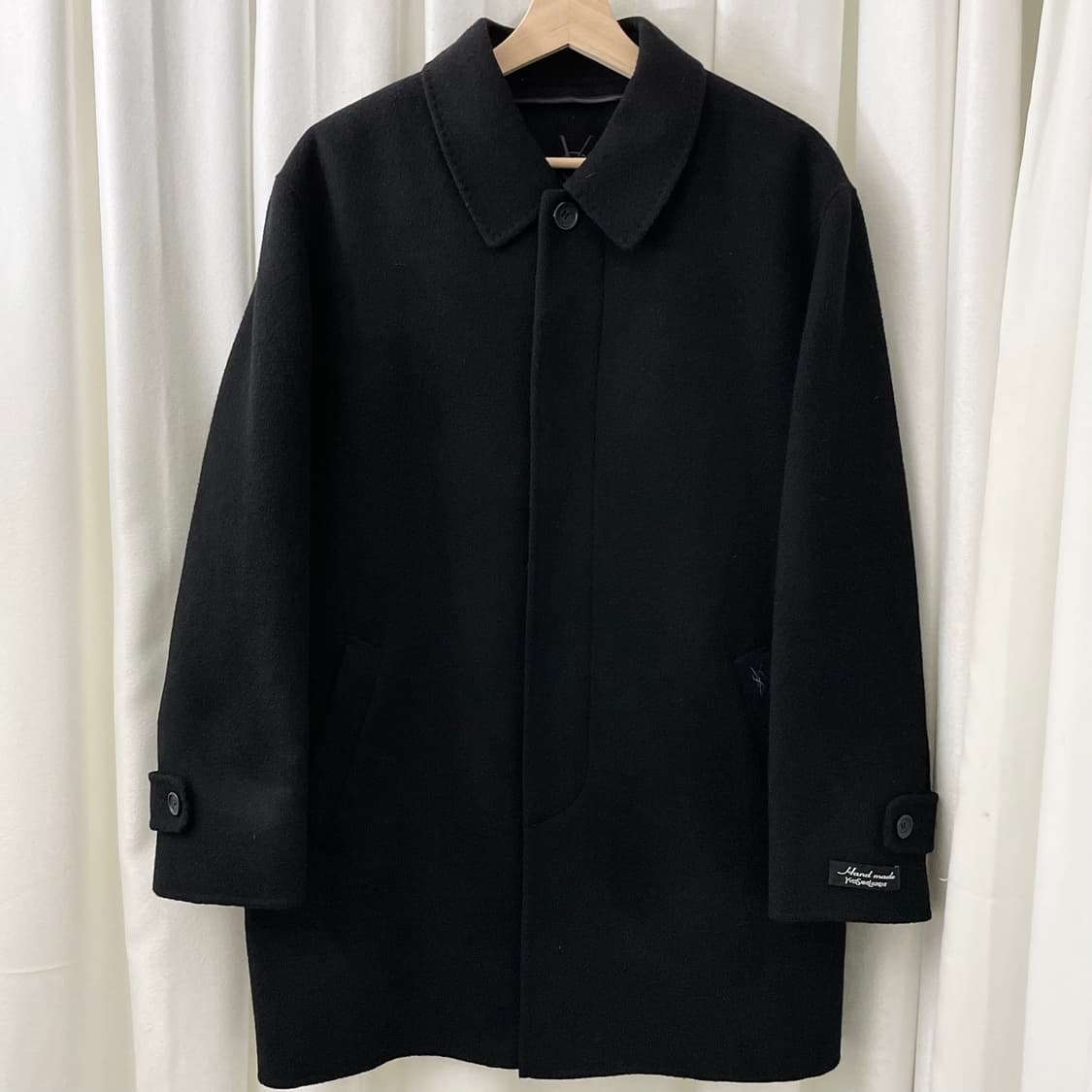 입생로랑 블랙 모직 싱글 코트 상품이미지3