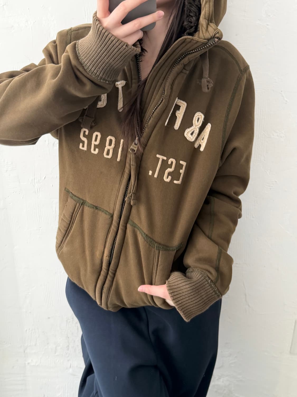 Abercrombie 아베크롬비 카키 브라운 울프조 후드집업 상품이미지2