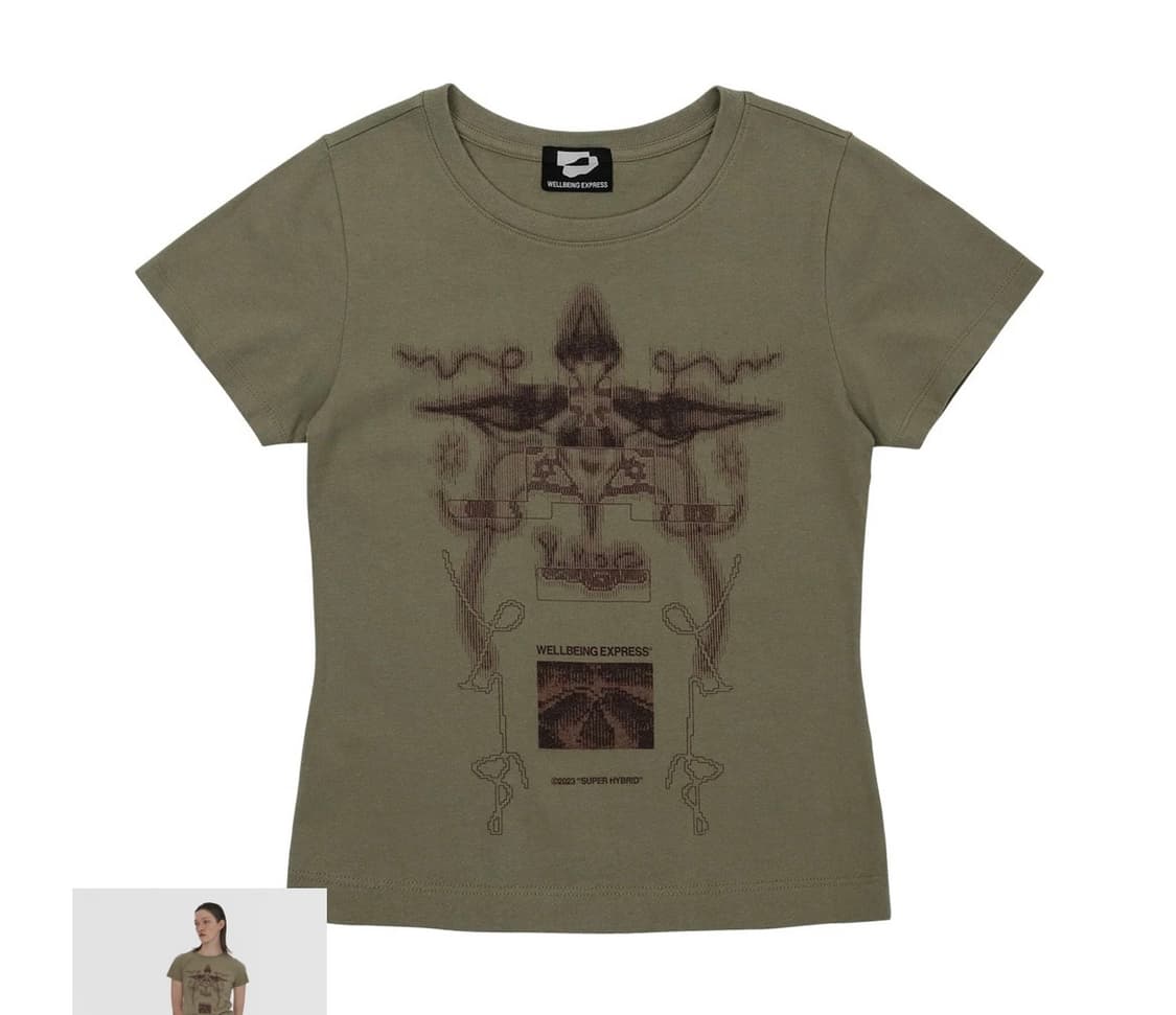 웰빙익스프레스 디지털 타투티 반팔 티셔츠 카키 S 상품이미지1