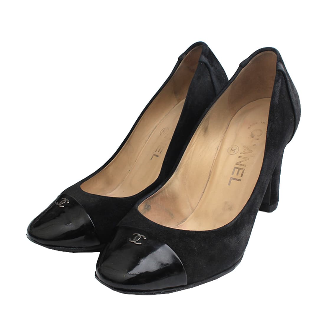 샤넬 블랙 스웨이드 캡토 펌프스 (36 C) 상품이미지1