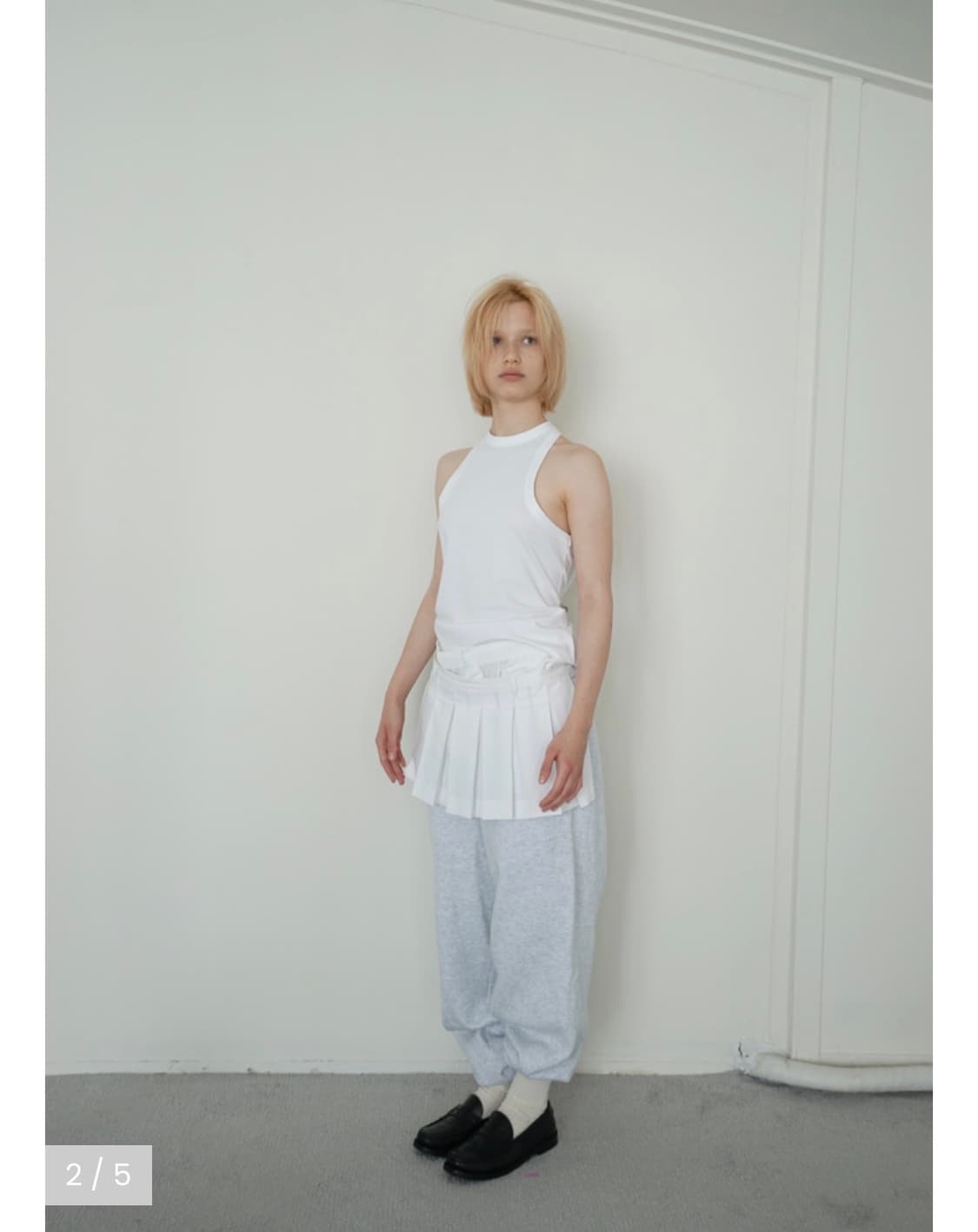 O ANGEL 오엔젤 썸머 플리츠드 스커트 에이프런(화이트) 상품이미지2