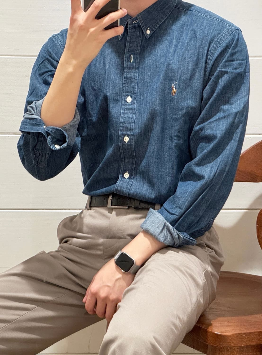 폴로 슬림핏 데님 셔츠 m 상품이미지2