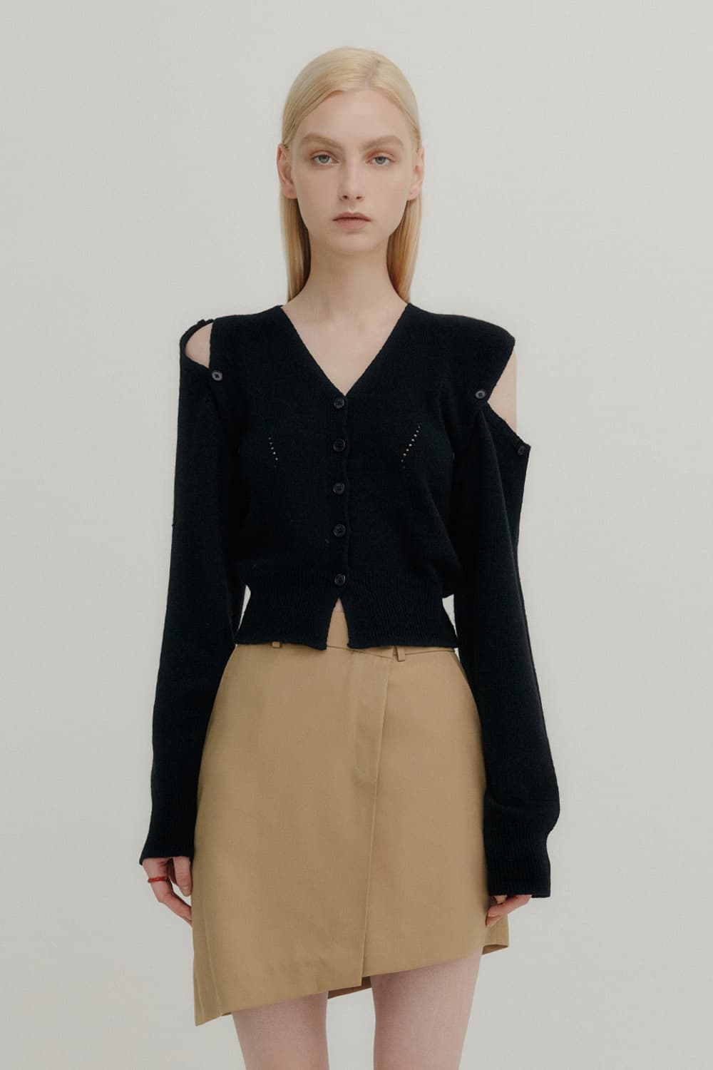 Yuse 유즈 캐시미어 숄더 컷 가디건 상품이미지1