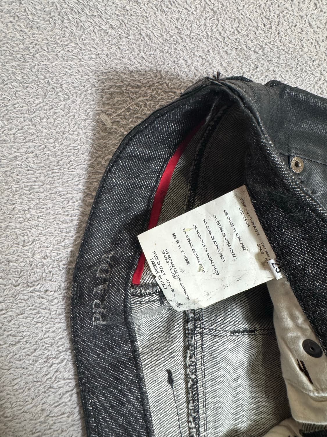 국내유일 PRADA 프라다 블랙진 코팅진 데님 팬츠 25-26 릭오웬  상품이미지7