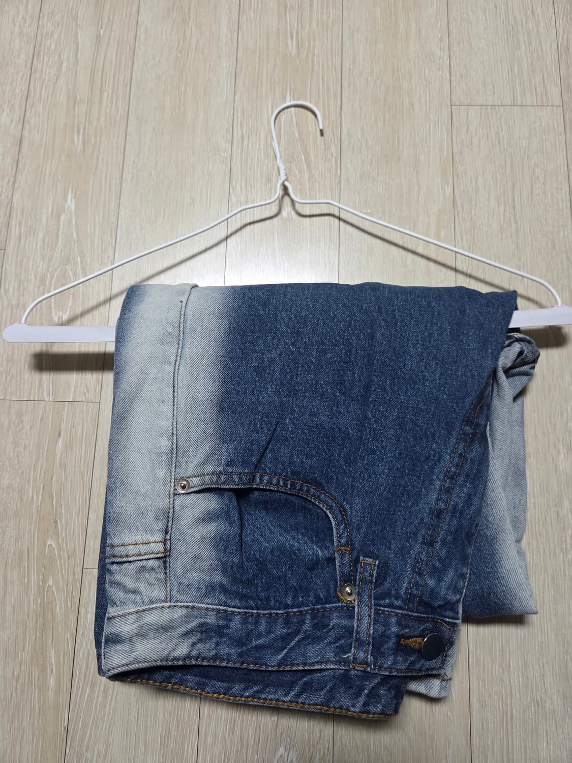 사이드 워싱 와이드 데님 팬츠 (BLUE) 상품이미지1