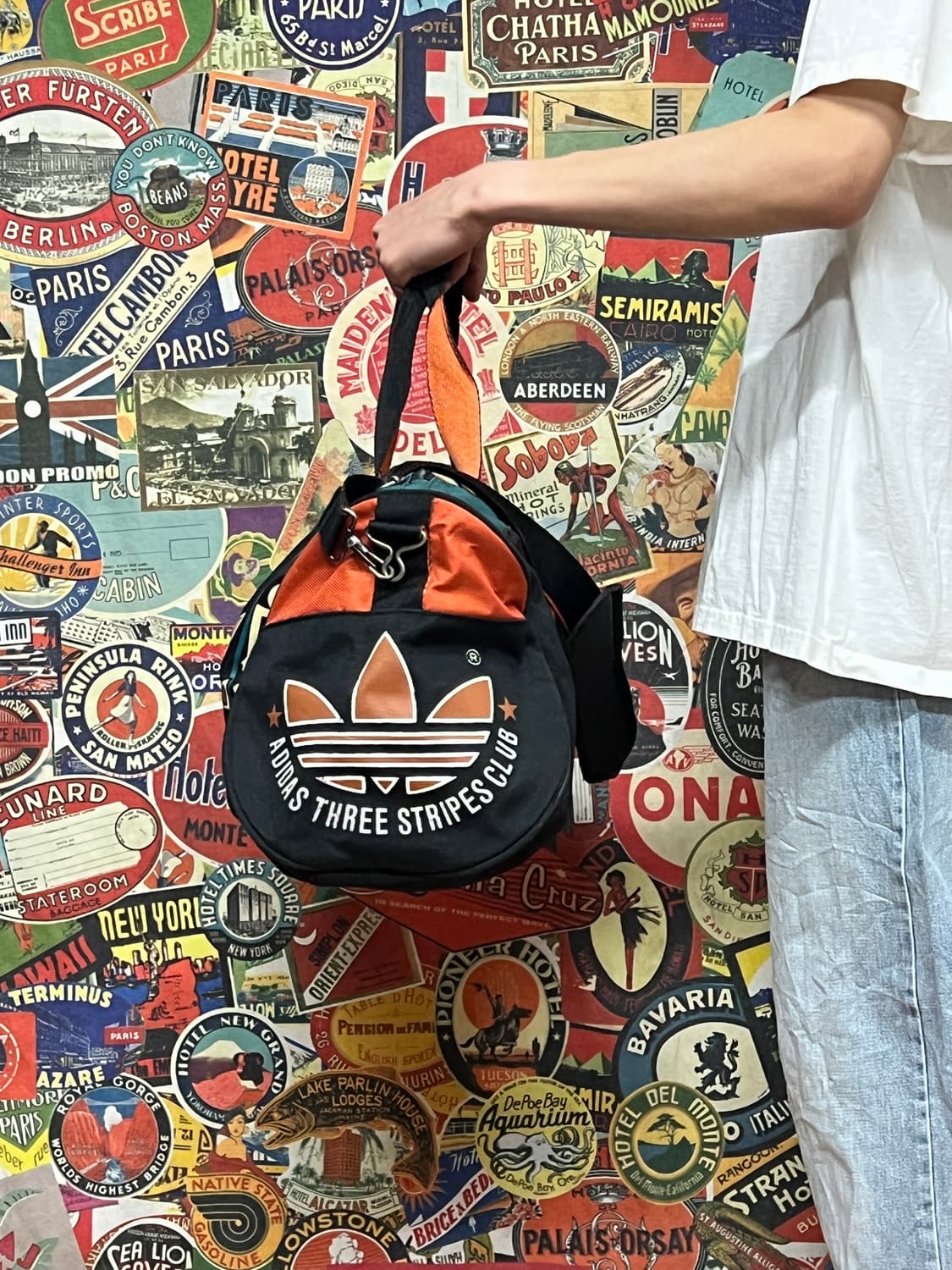 90s 아디다스 올드스쿨 빅로고 프린팅 보스턴백 망치백 토트백 가방 상품이미지4