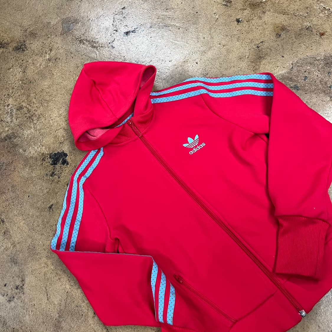 [정품/85] 아디다스 후드집업 후디 져지 레드 블루 삼선 b10 상품이미지1