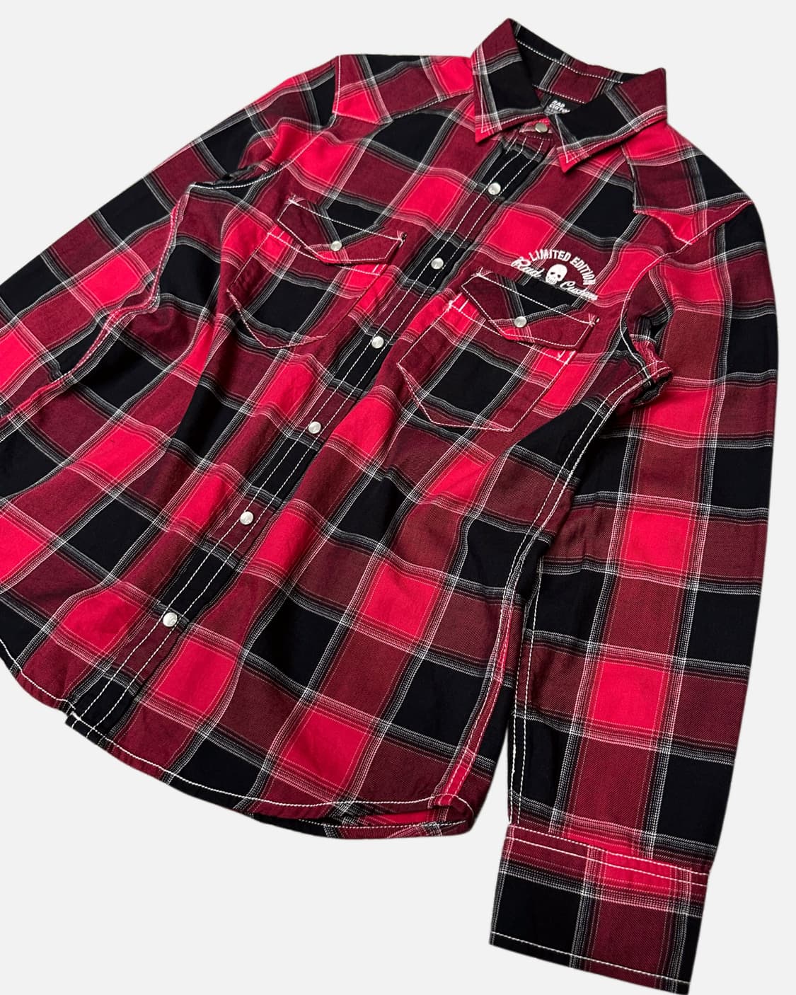  skull printing western check shirt 상품이미지4