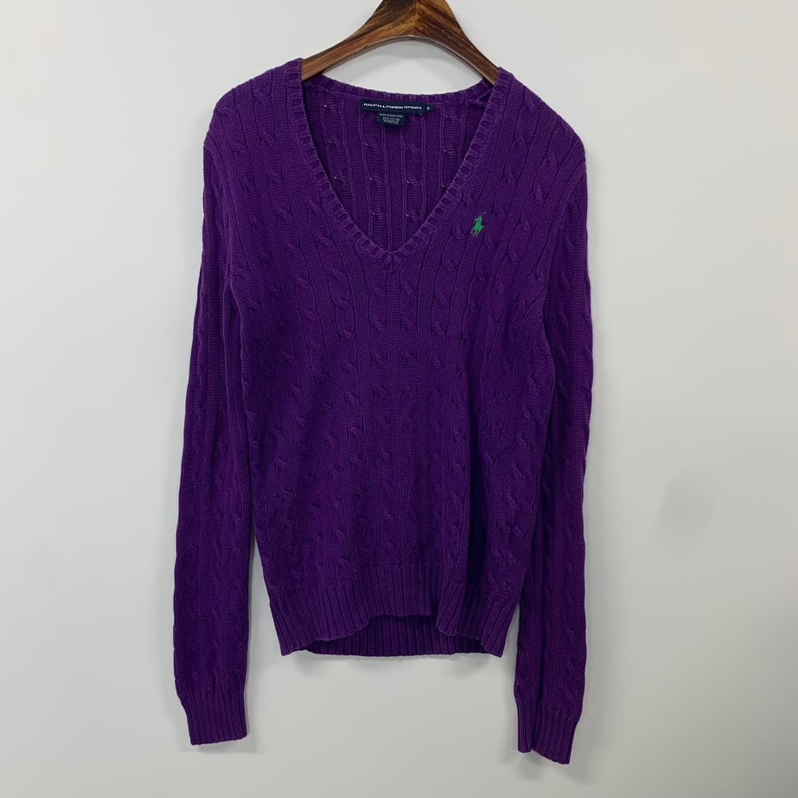 폴로 랄프로렌 퍼플 브이넥 꽈배기 니트 상품이미지2