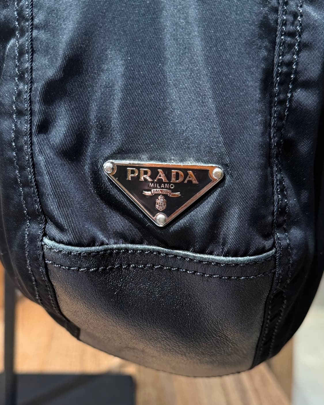 프라다 블랙 나일론 레더 호보백 상품이미지7