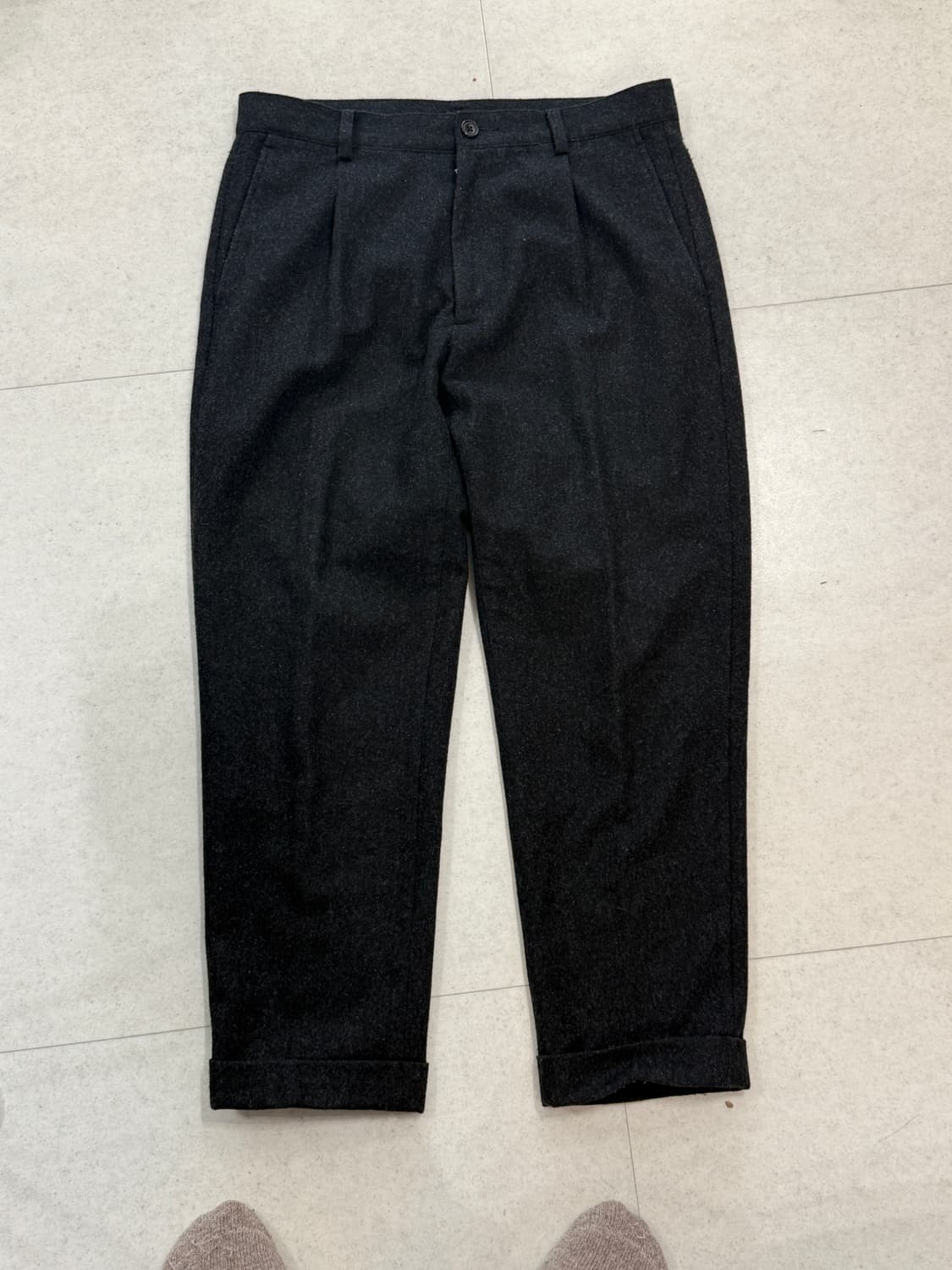 빔즈플러스 1플리츠 캐시미어 슬랙스 L 차콜 상품이미지1