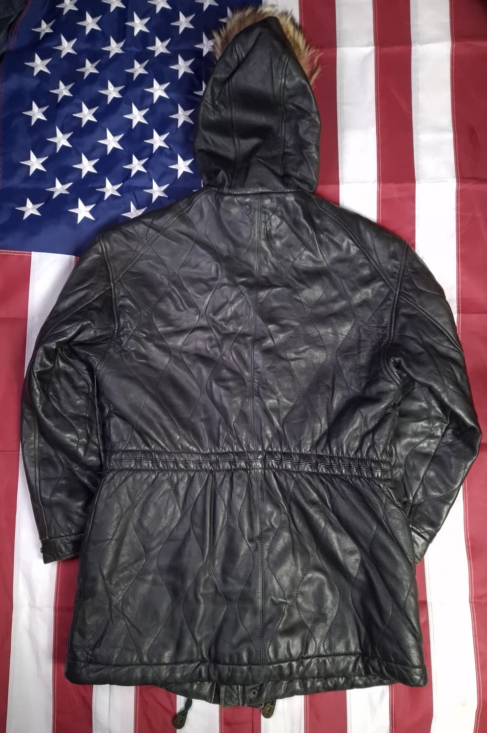 90's 일본판 빈티지 리얼레더 후드퍼 파카 상품이미지8