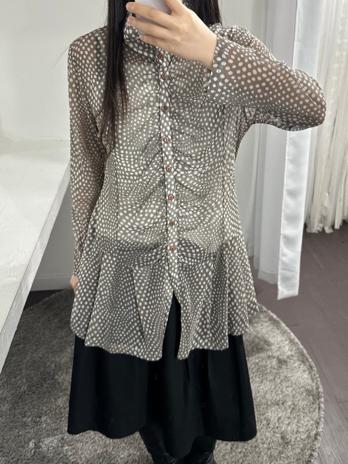 dot shirring blouse 상품이미지4