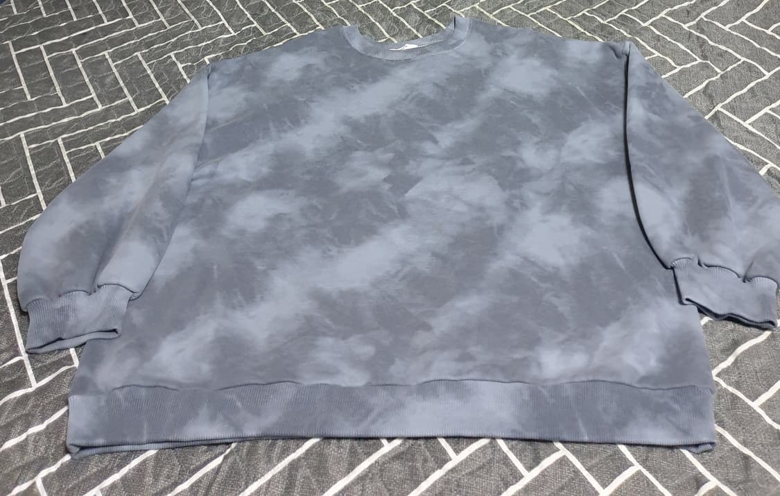 더블H 오버핏 물결 패턴 기모 맨투맨 (F) 상품이미지1