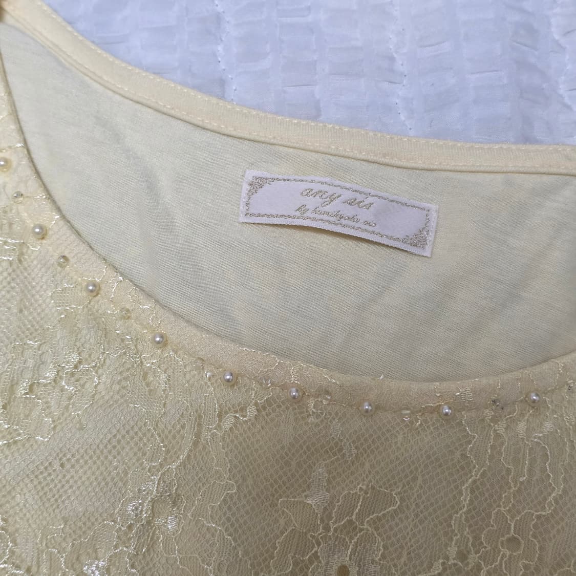 anysis 일본빈티지)로맨틱 레몬하구미모리걸 레이스 프릴 블라우스엑팜깔 상품이미지5