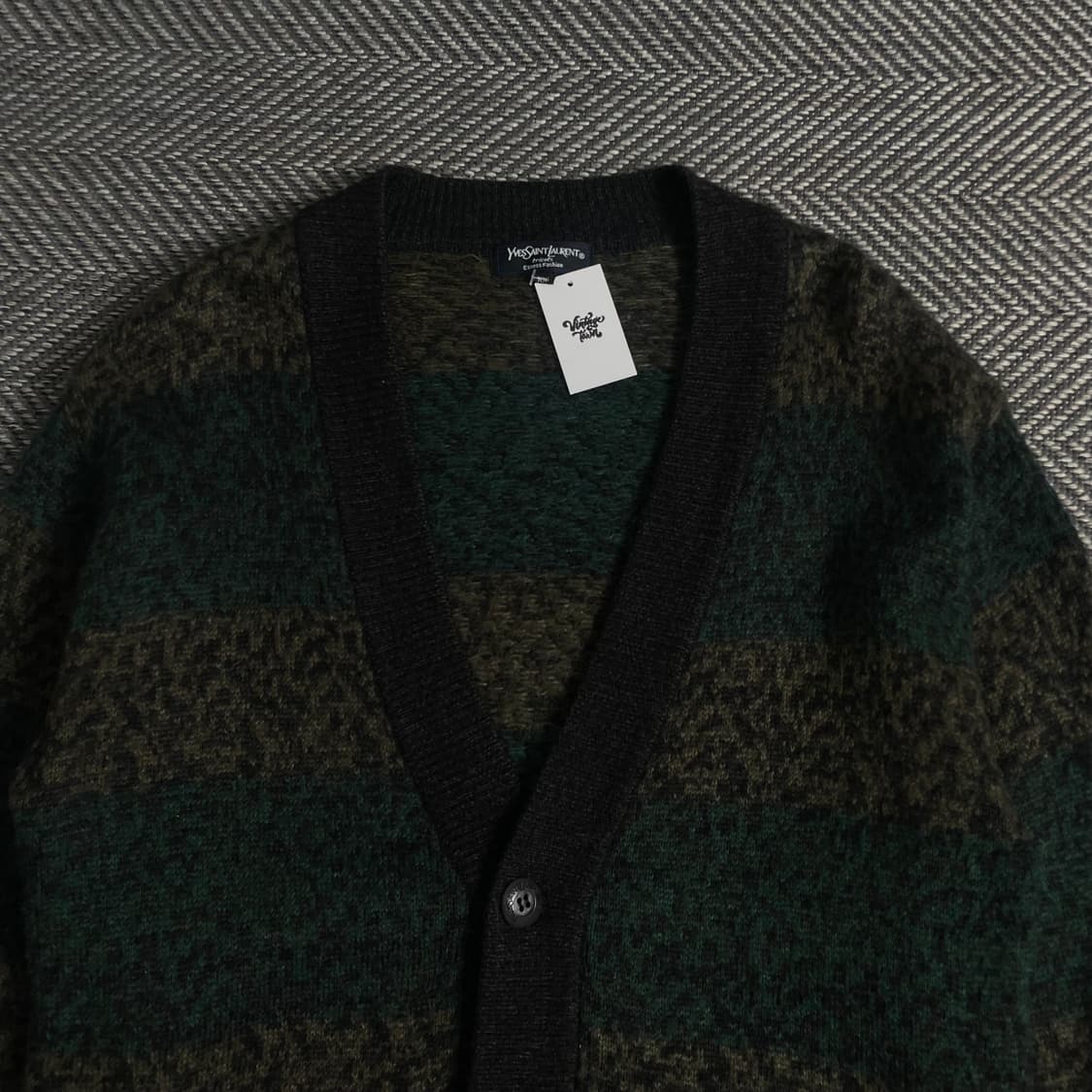 90s 입생로랑 아카이브 울 패턴 가디건o 3598 상품이미지4
