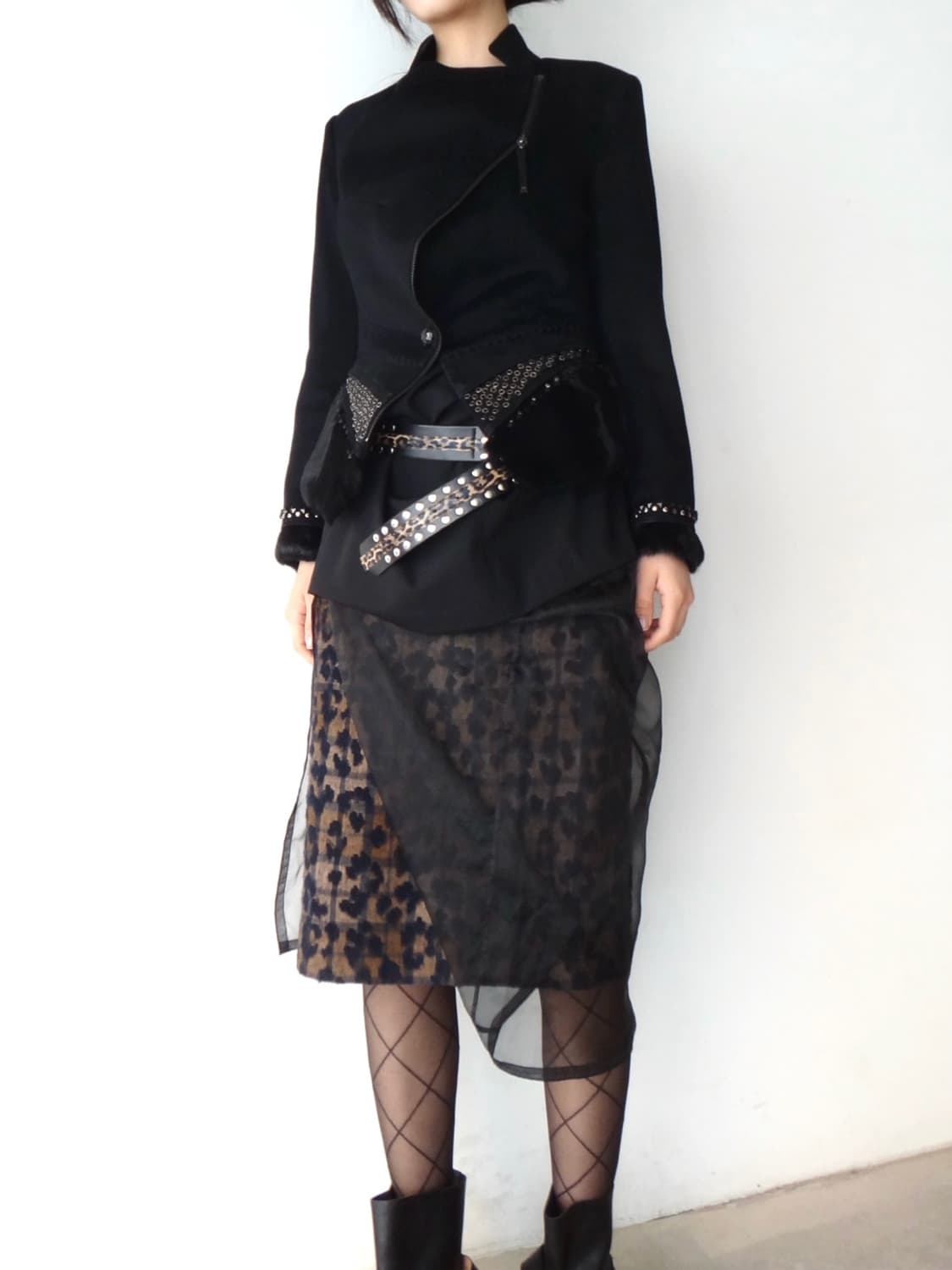 OBZEE fur & bize drape jacket / black 상품이미지8