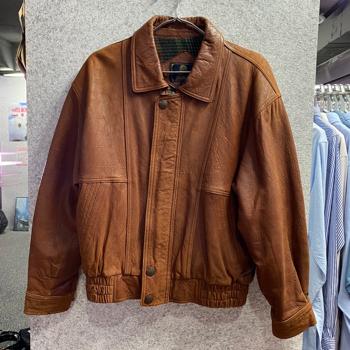 빈티지 브라운 램스킨 레더 봄버 자켓 B3638 상품이미지2