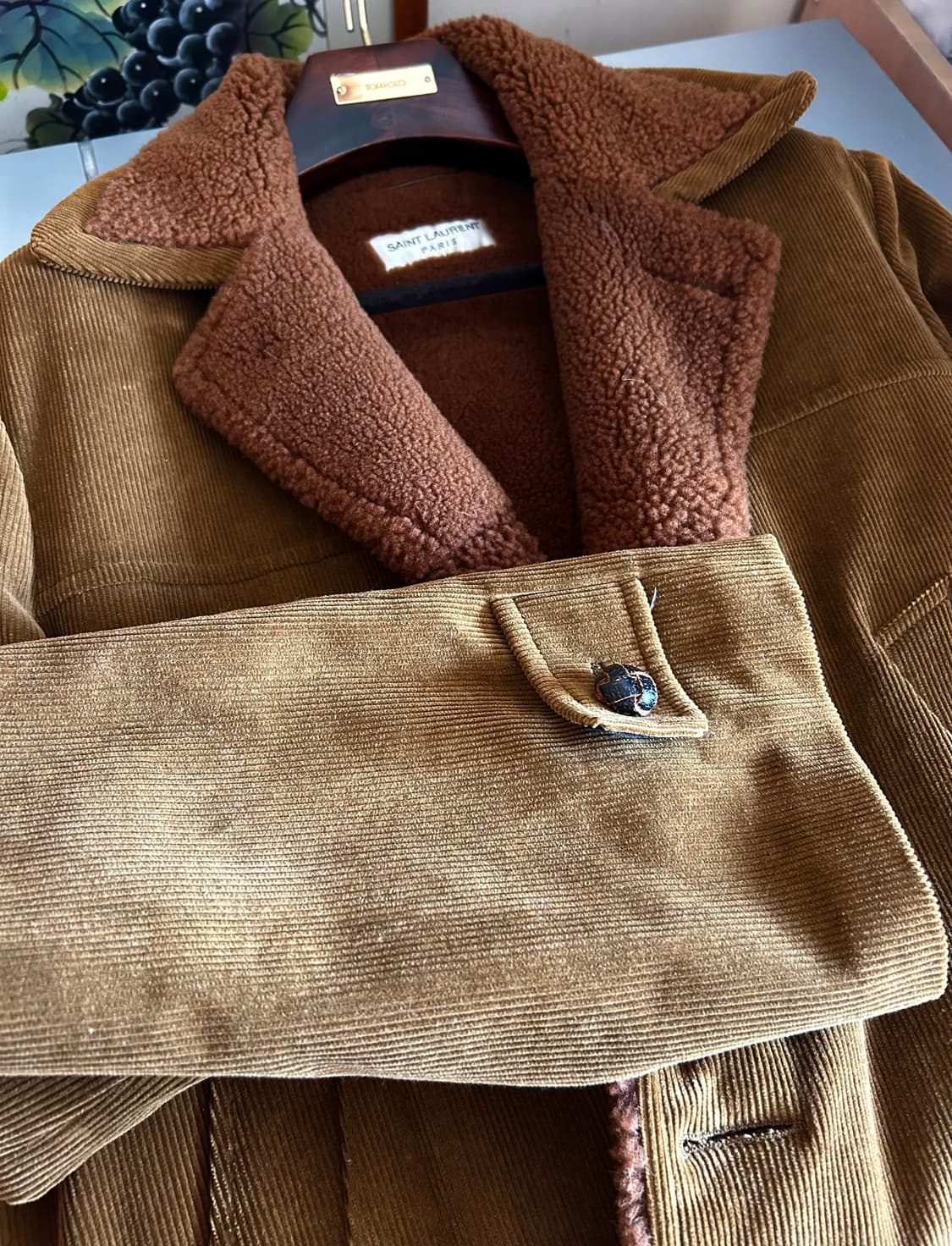 생로랑 코듀로이 무스탕 코트 상품이미지8