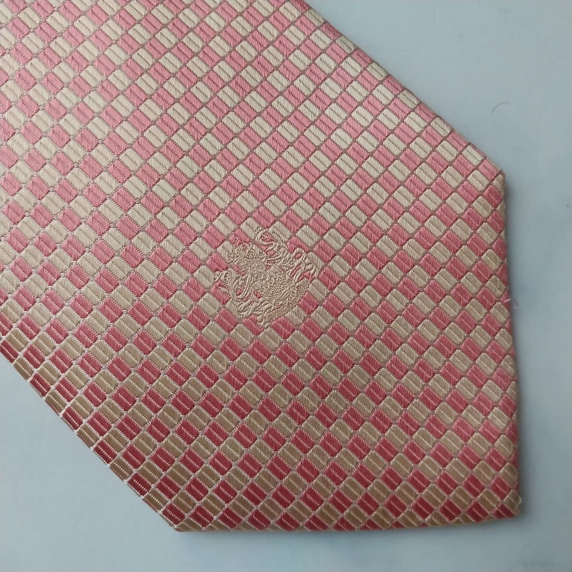 아쿠아스큐텀 실크 핑크살구 패턴 넥타이 9.5cm A+등급 K2097 상품이미지7