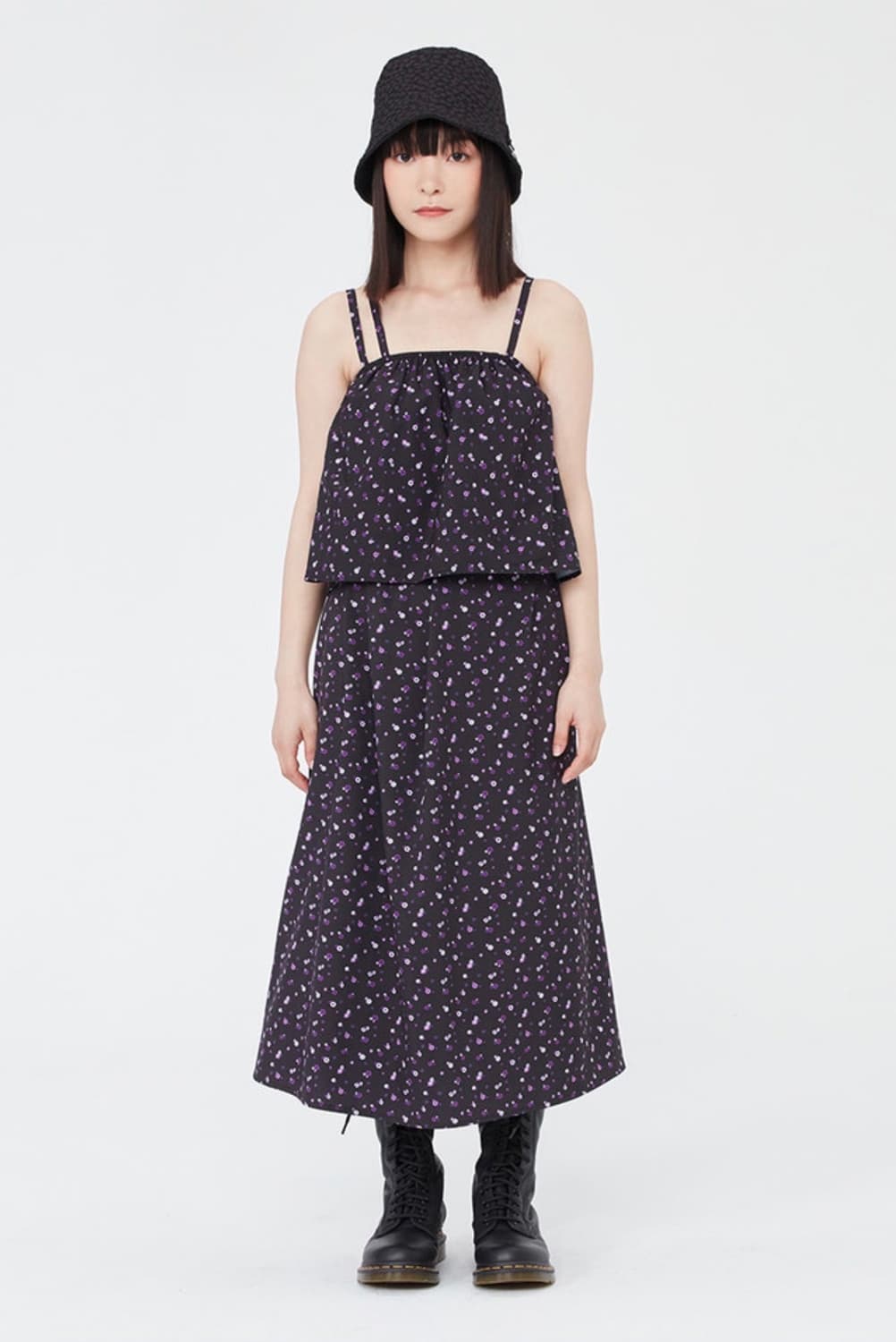 타겟토 플라워패턴 레이어드 원피스 새상품 (F/블랙) 상품이미지1