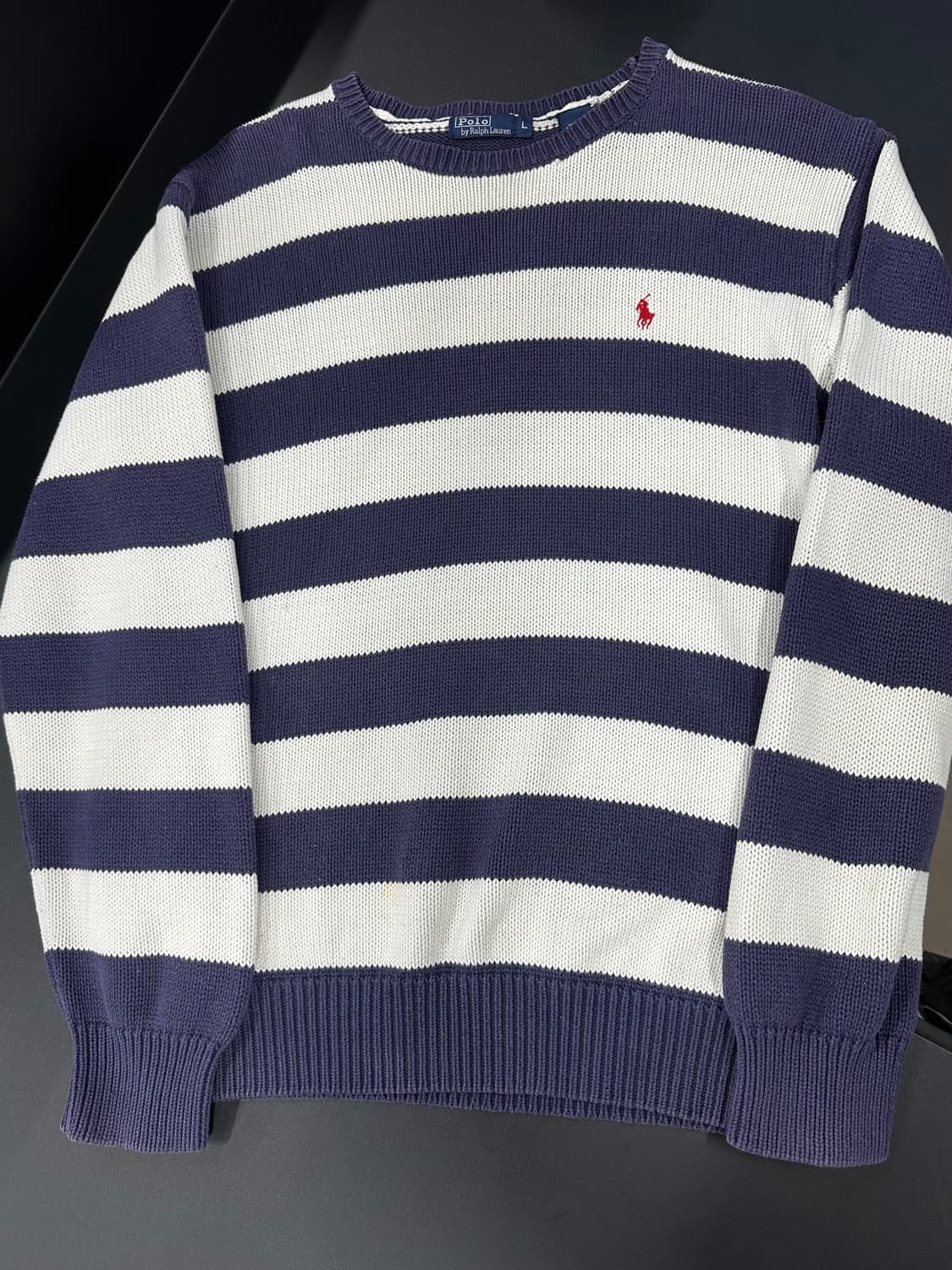 폴로 랄프로렌 스트라이프 네이비 화이트 긴팔 니트 상품이미지4