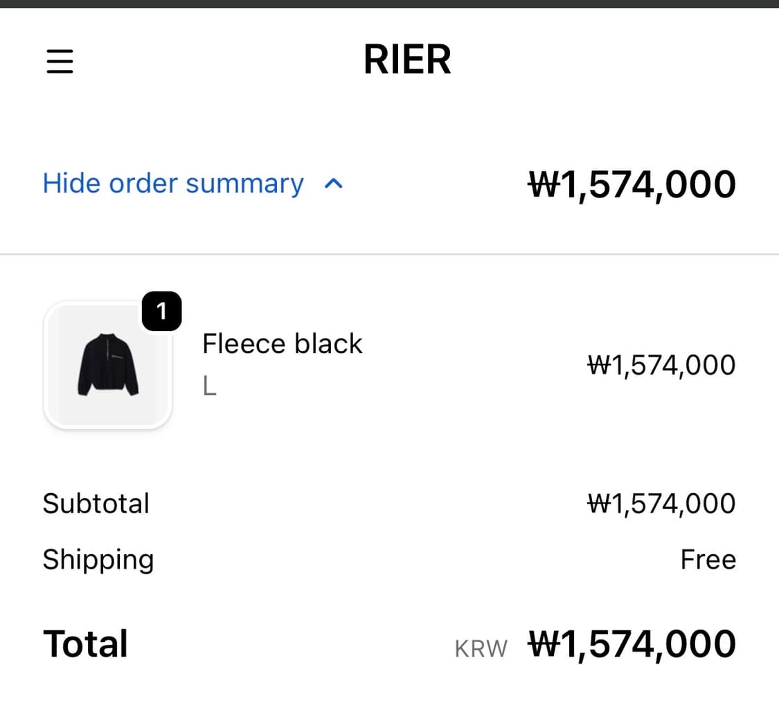 [공홈구매, 새상품] Rier 리에르 플리스 블랙 L 상품이미지2