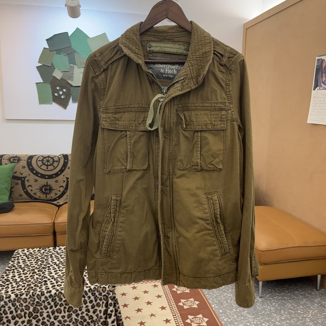 아베크롬비 밀리터리 사파리 헌팅 올리브 야상 자켓 S C09019 상품이미지3