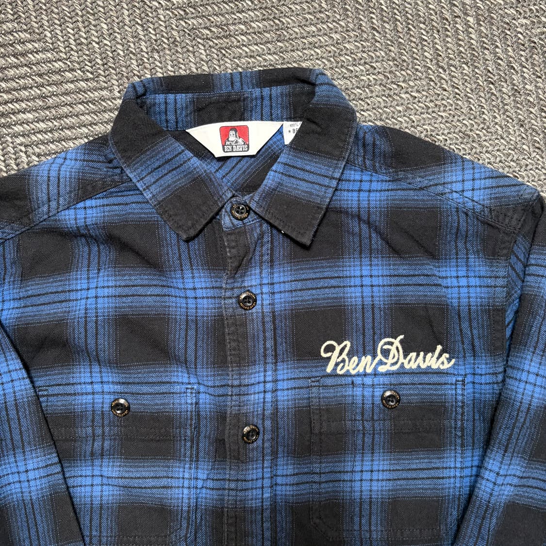 벤데이비스 블루블랙 체크 셔츠(M) 상품이미지3