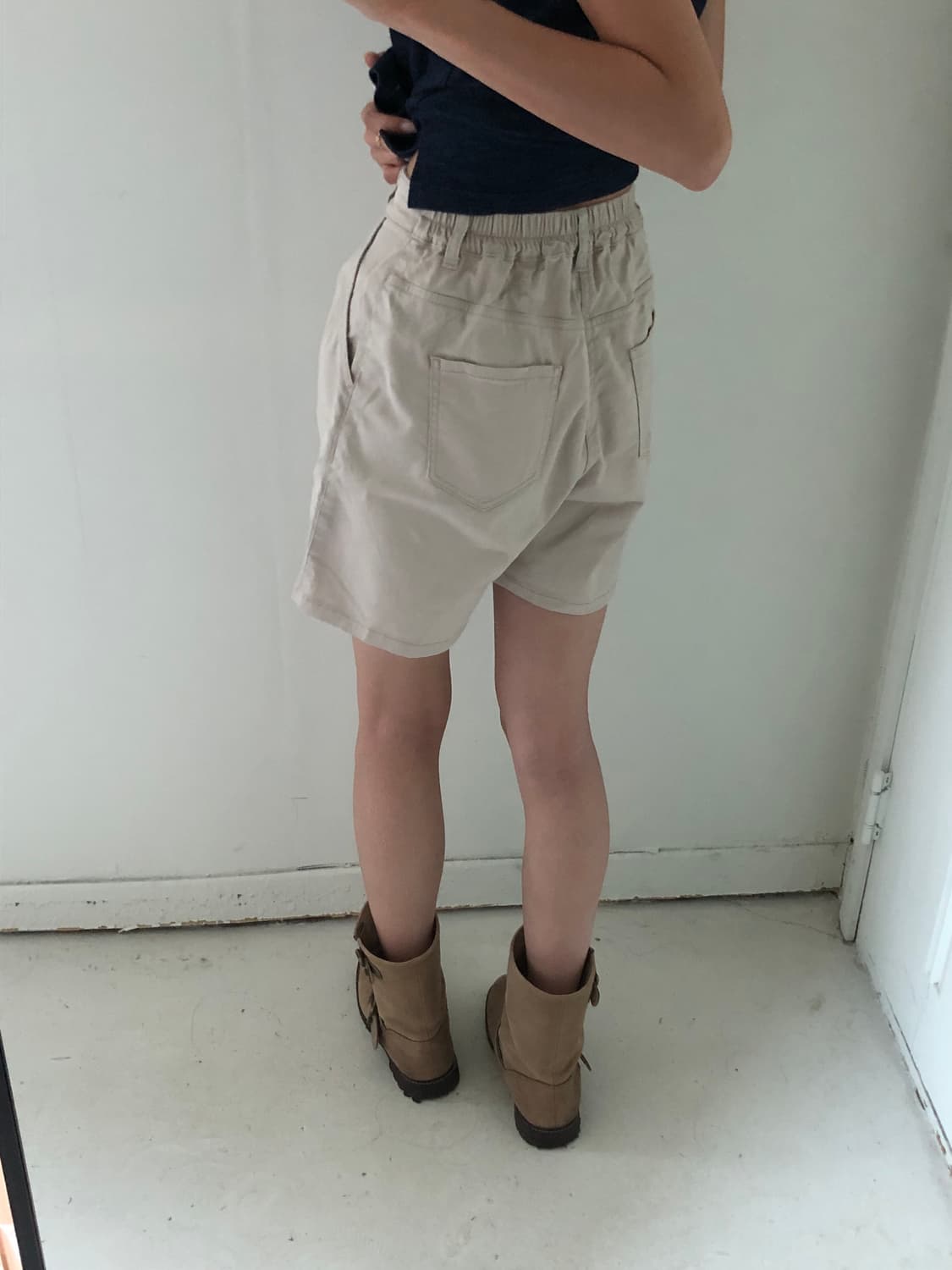 일본빈티지 코튼 핀턱 반바지 상품이미지3