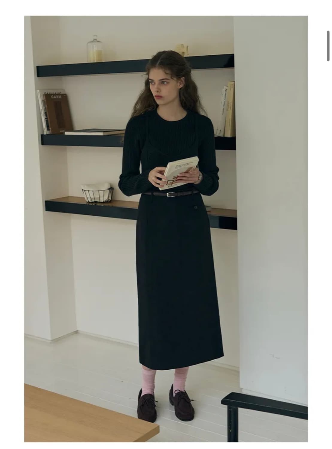 (새상품)(S) 드로우핏 우먼 에이치 라인 스트랩 펜슬 스커트 상품이미지3