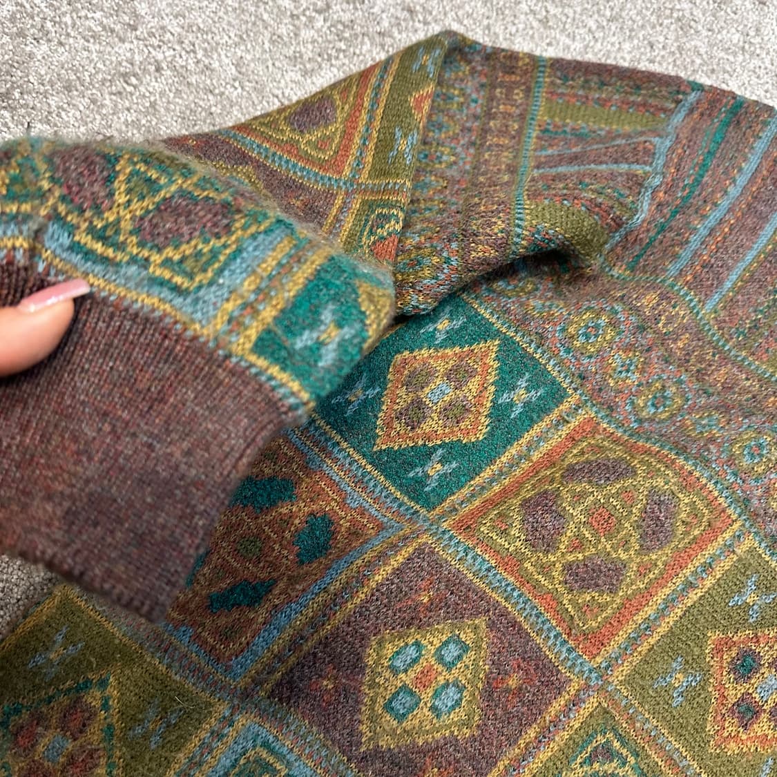 빈티지 에스닉 라운드 울 니트M 상품이미지3