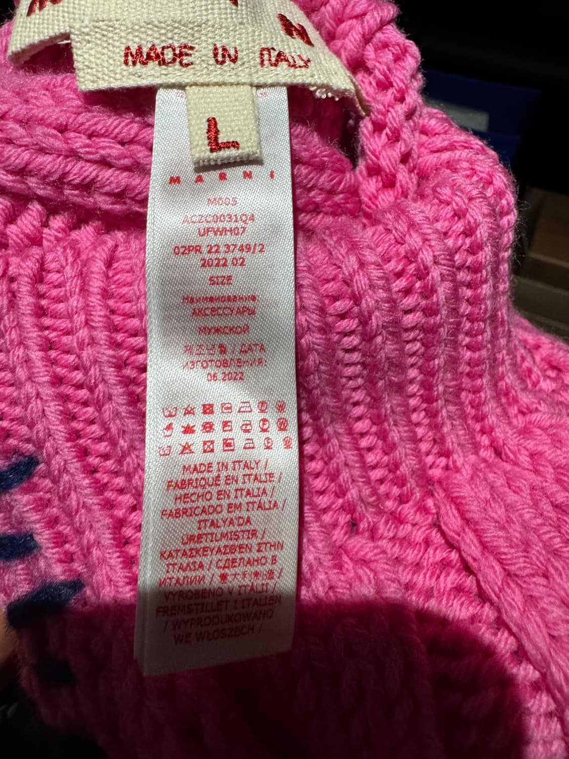 마르니 케이블 니트 후드 바라클라바 핑크 L 상품이미지9