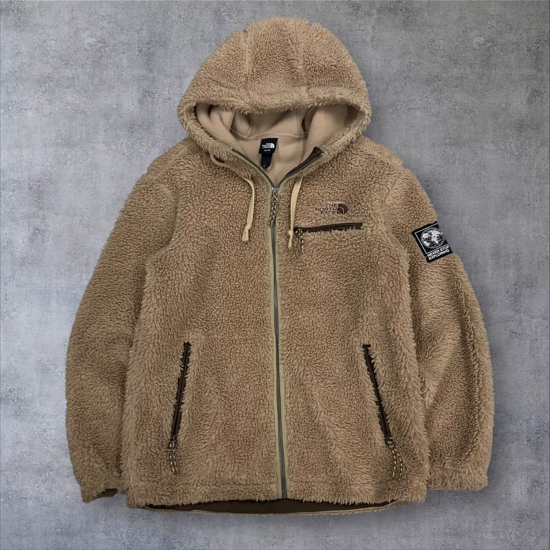 노스페이스 브라운 컬러 스몰 로고 쉐르파 후드 자켓 상품이미지1