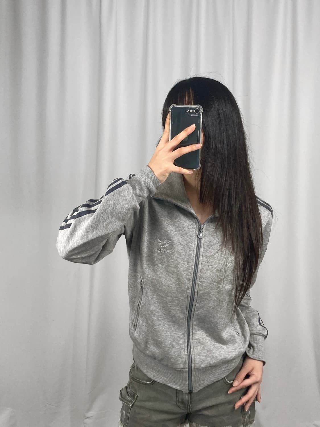 아디다스 파이어버드 빅로고 그레이 스웻 져지 상품이미지2