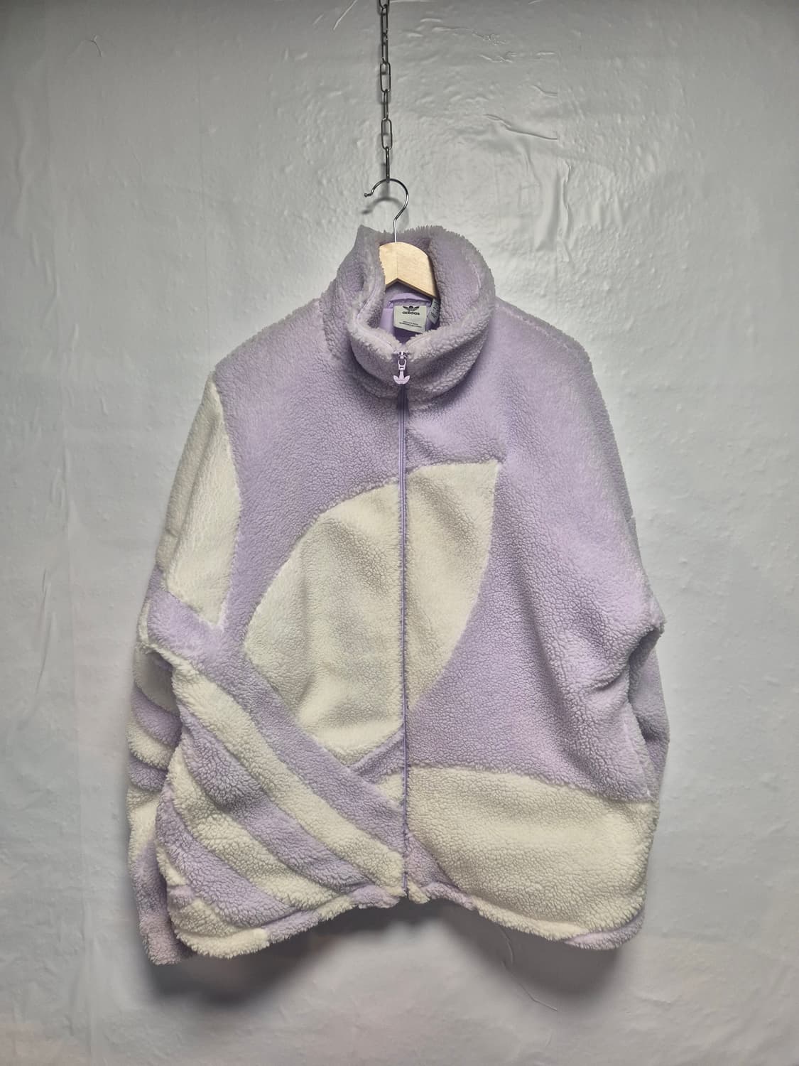 아디다스 쉐르파 퍼 플리스 자켓 라벤더 L사이즈(상태A급) 상품이미지1