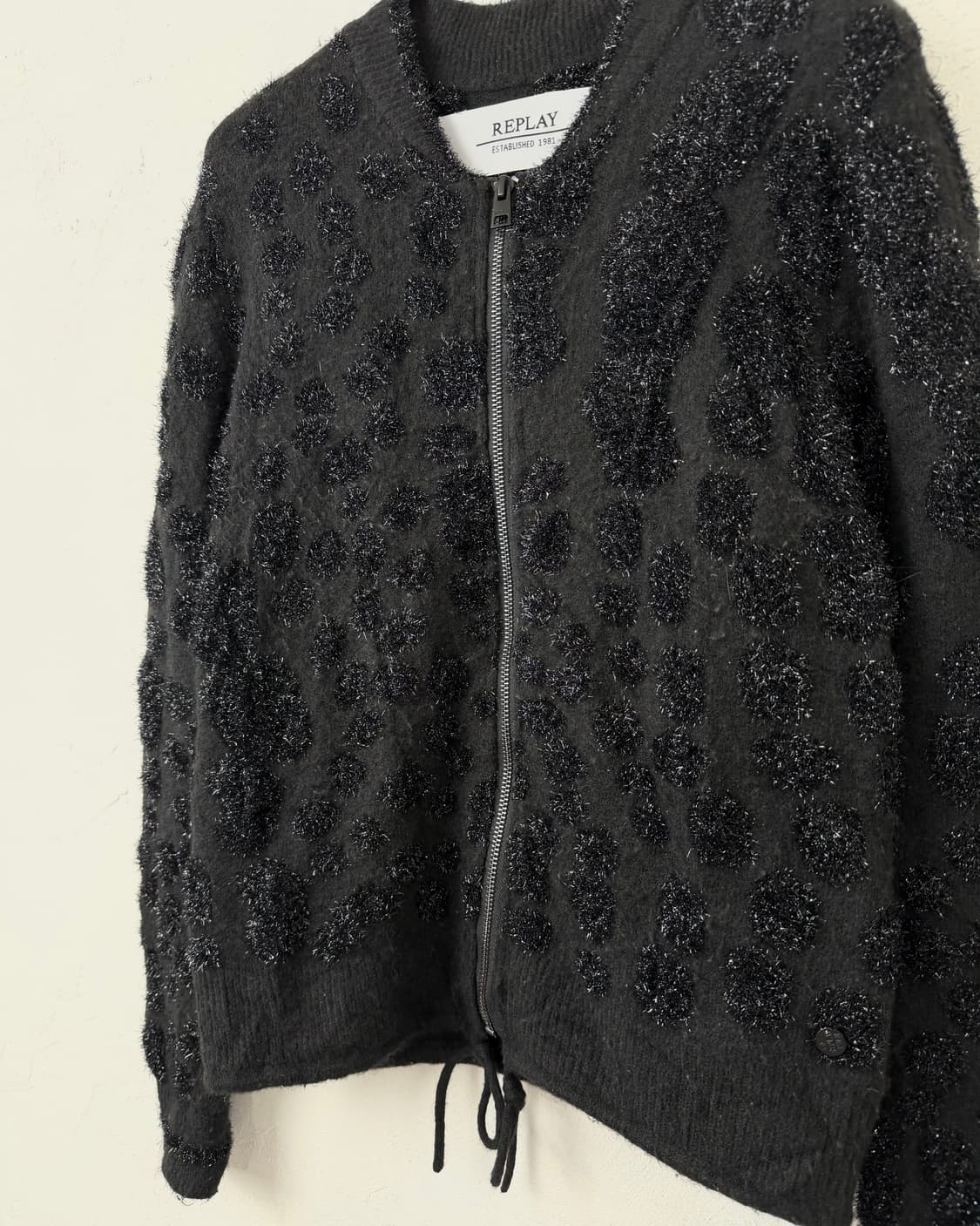 REPLAY 블랙 레오파드 니트 블루종 상품이미지2