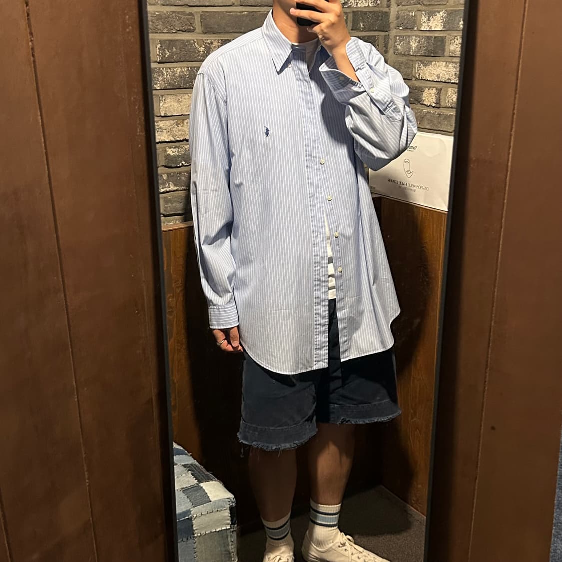 XXL) 폴로 랄프로렌 클래식 블루 스트라이프 셔츠 상품이미지8