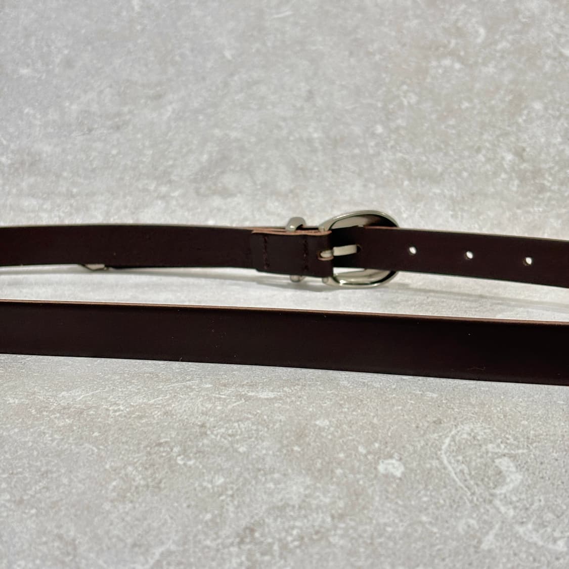 Oribell 라운드 볼드 버클 이탈리아 소가죽 웨스턴 벨트 브라운 상품이미지8