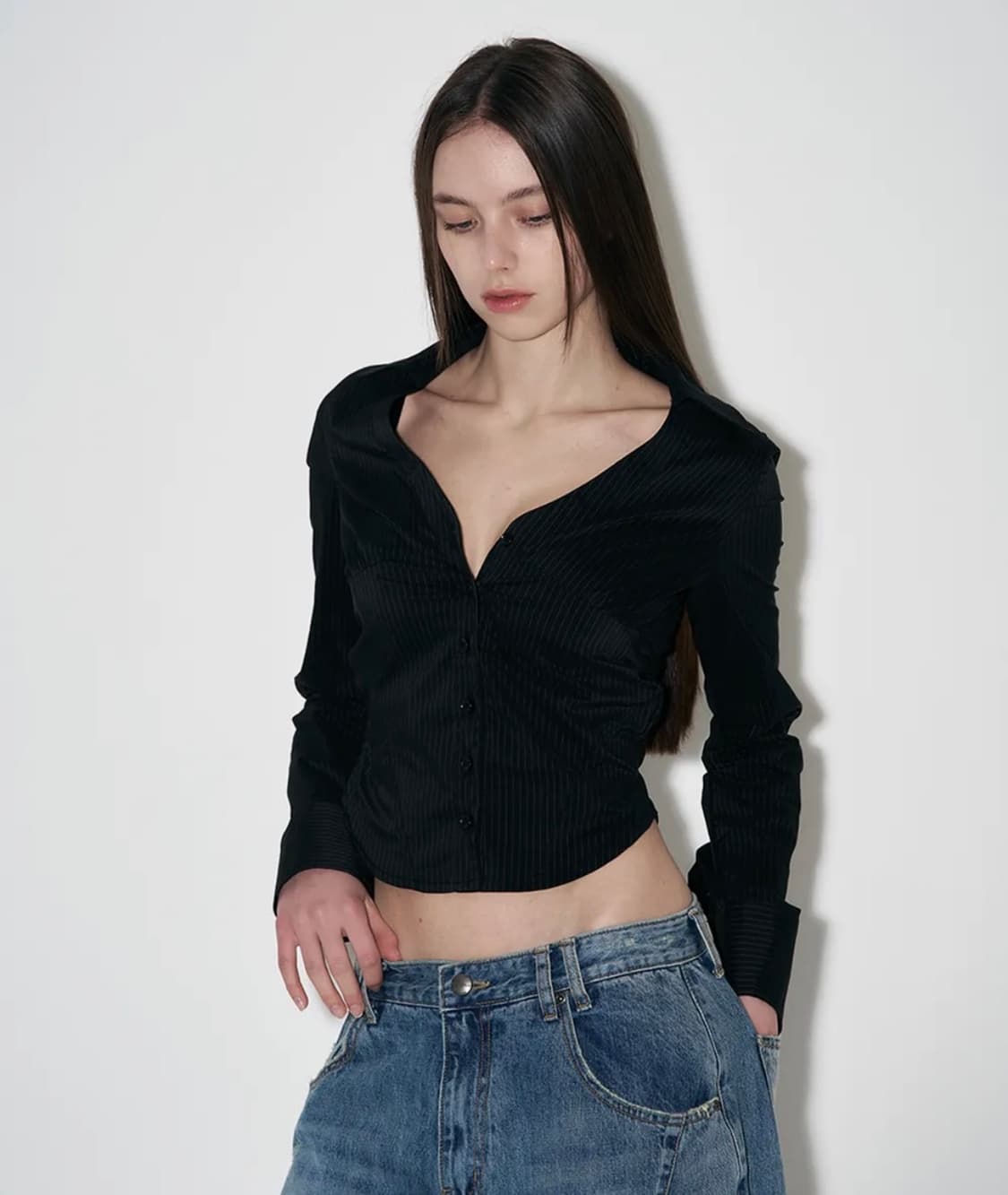 Chloe V Shirt Top (long ver.) 상품이미지1