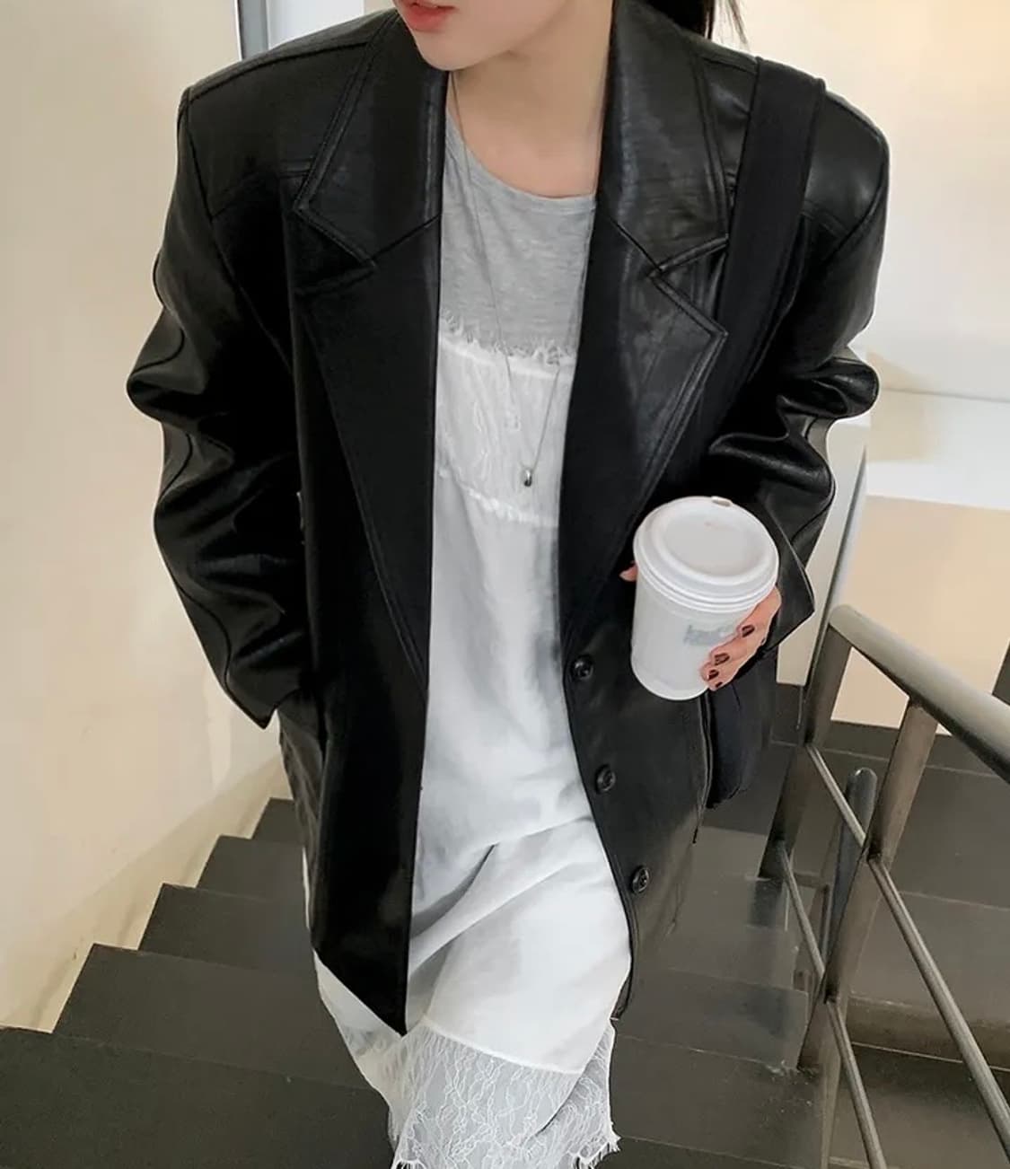 오버핏 레더자켓 상품이미지3