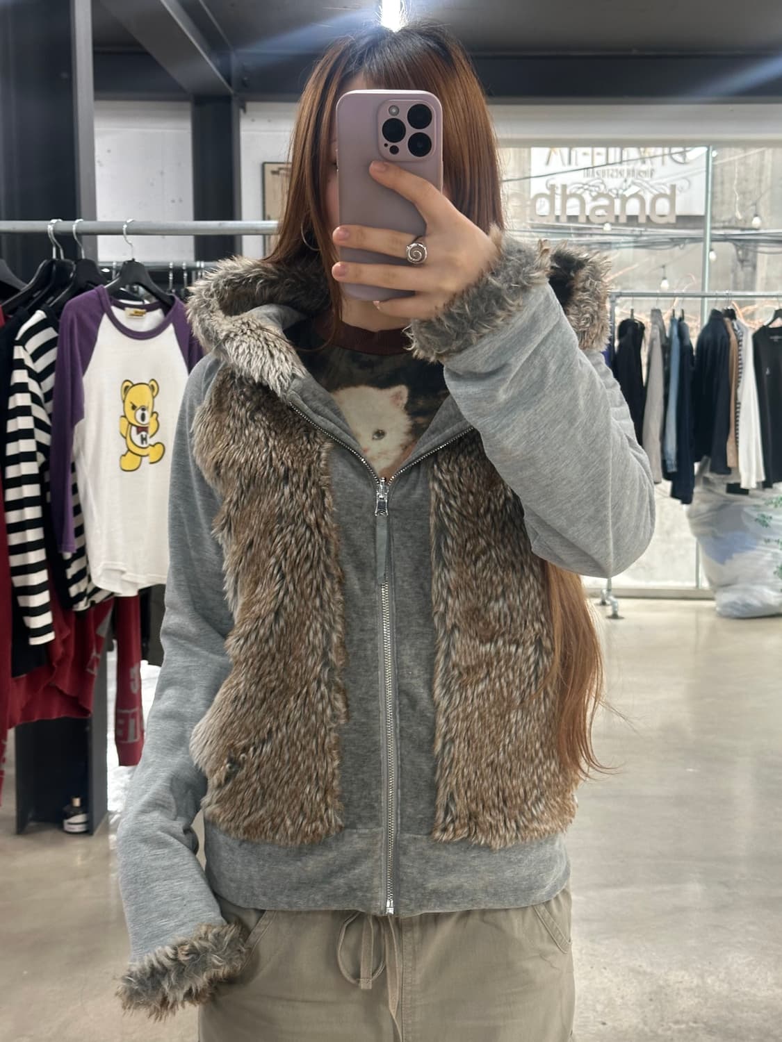 재팬빈티지 Anemone y2k 퍼 리버시블 후드자켓 상품이미지1