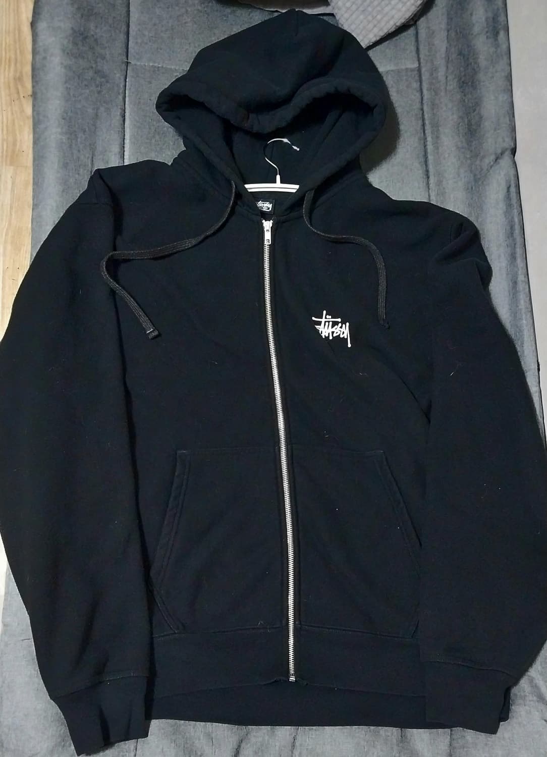 스투시 피그먼트 베이직 후드집업 블랙 상품이미지1