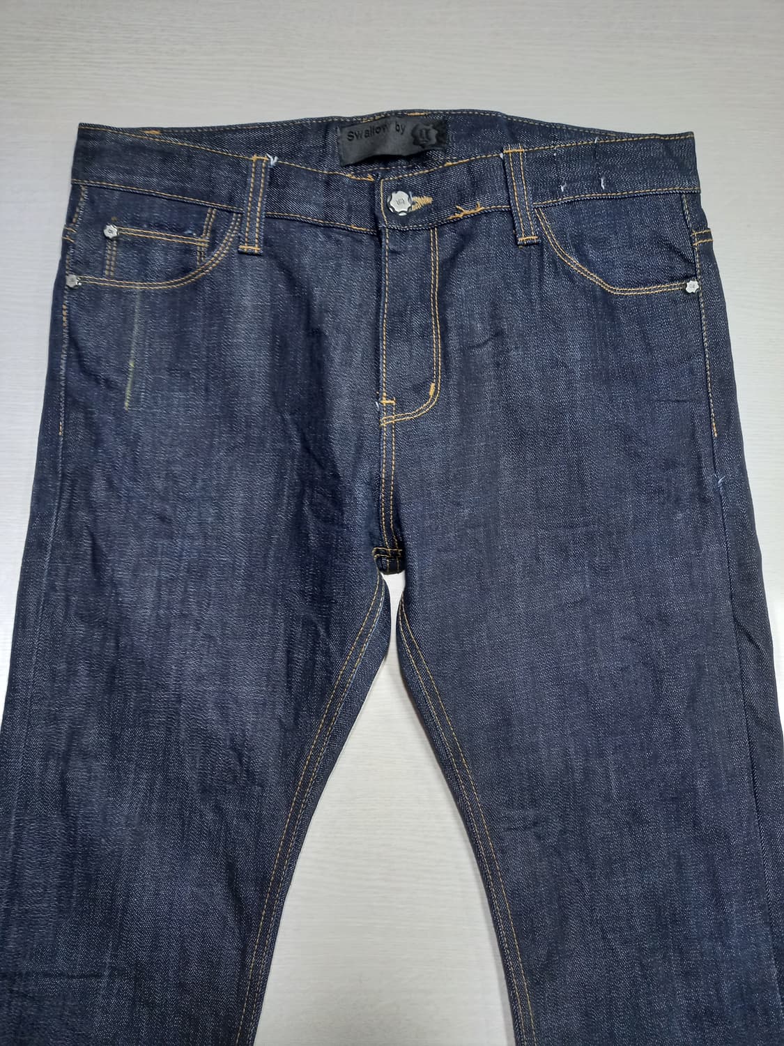 32 새상품 Swallow Kor 생지 스판 슬림일자 진청 32-346 상품이미지3
