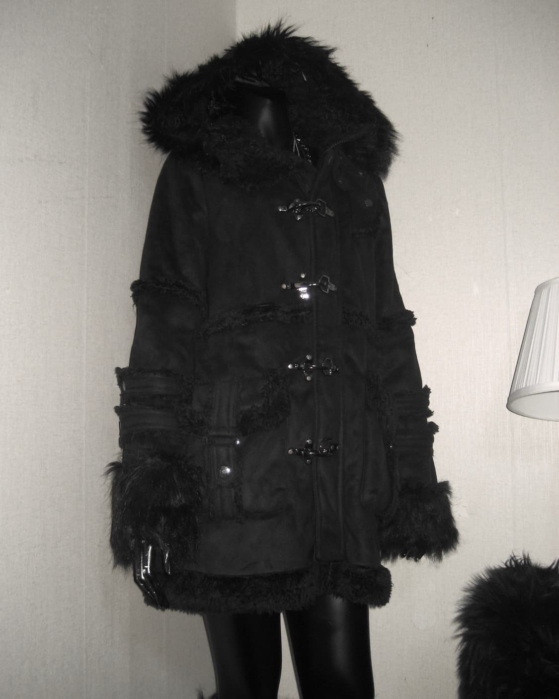 버클 퍼 후드 트리밍 코트 갸루 상품이미지7