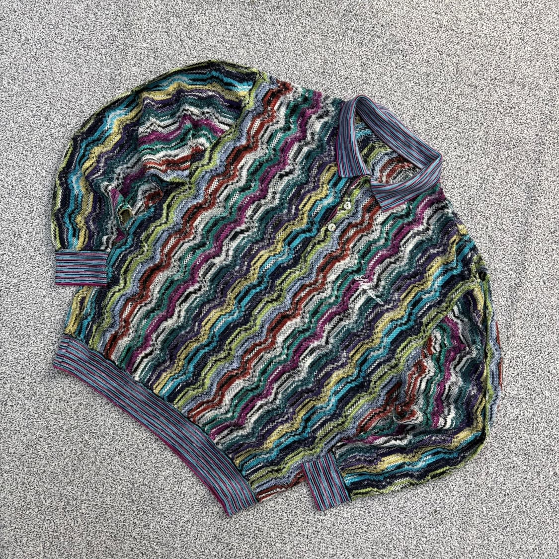 실측 VINTAGE 긴팔 물결 카라티 0409J 상품이미지1