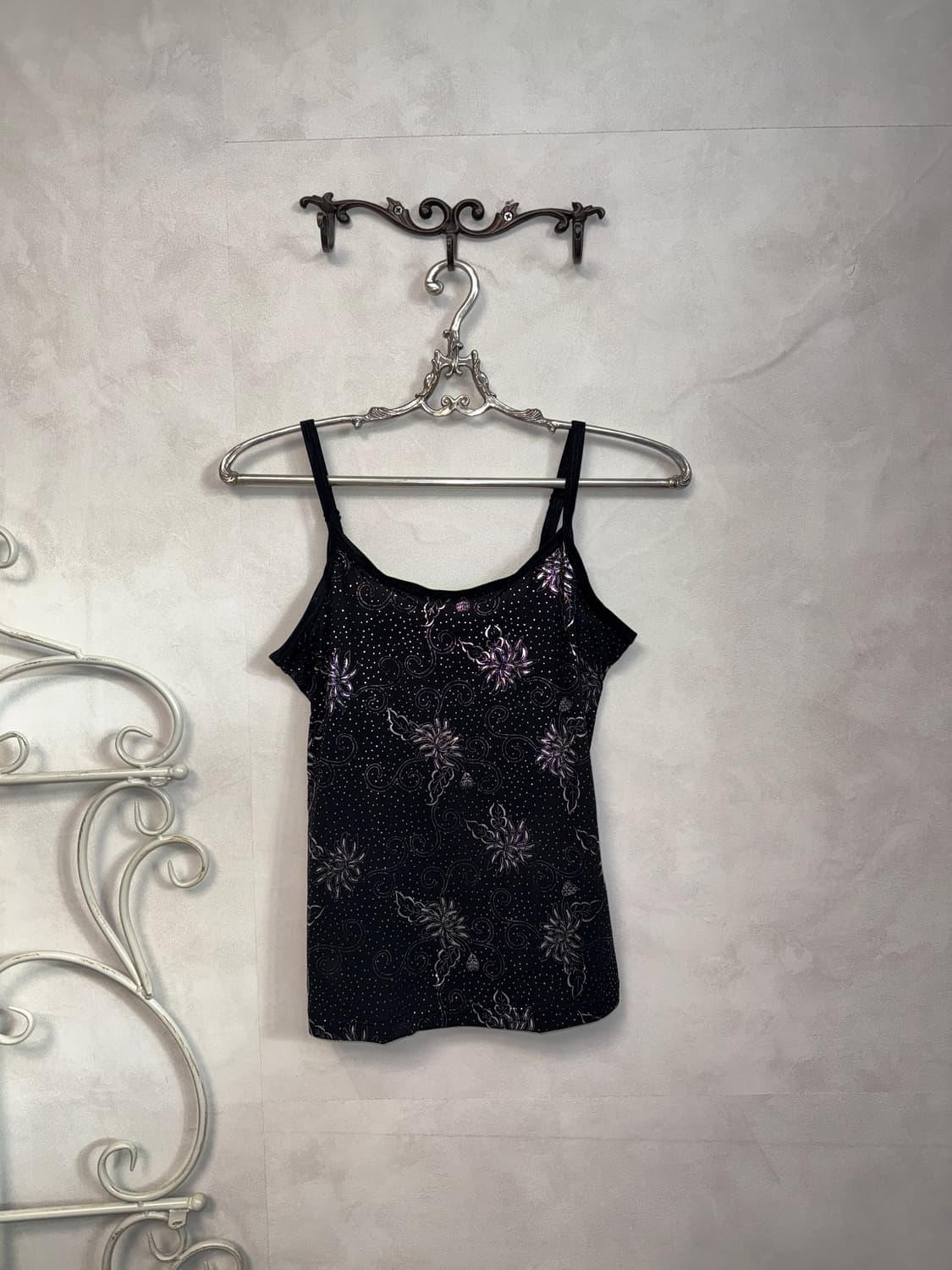 Black metal silver oriental floral 슬리브리스 상품이미지1